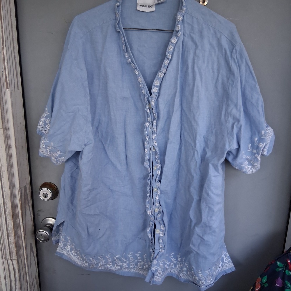 Vintage Y2K 2 pc Set Coastal Cottagecore Embroidered Light Beach Breezy 26/28